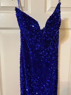 Portia and Scarlett Blue Size 4 Prom Floor Length Black Tie Train Dress on Queenly