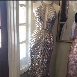 Jovani Gold Size 2 Jewelled Floor Length Black Tie Mermaid Dress on Queenly