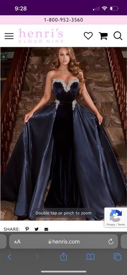 Portia and Scarlett Blue Size 4 Corset Velvet Black Tie Pageant Straight Dress on Queenly