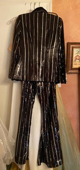 Jovani Black Size 8 Two Piece Floor Length Sequin Jumpsuit Dress on Queenly