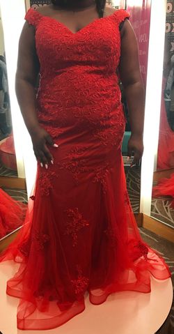 Clarisse Red Size 22 Pageant Black Tie Plus Size Prom Ball gown on Queenly