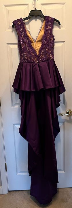 Jovani Purple Size 6 Sorority Formal Fun Fashion Train Dress on Queenly