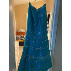 Rachel Allan Blue Size 10 Floor Length Two Piece Mermaid Dress on Queenly