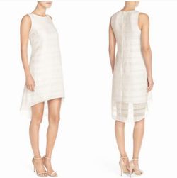 Vince Camuto White Size 0 Sequin Midi Sheer Summer Polyester Cocktail Dress on Queenly