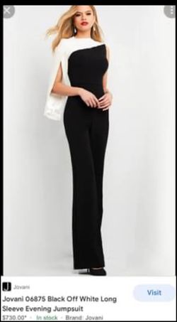 Jovani Black Size 4 Appearance Sleeves Jumpsuit Dress on Queenly