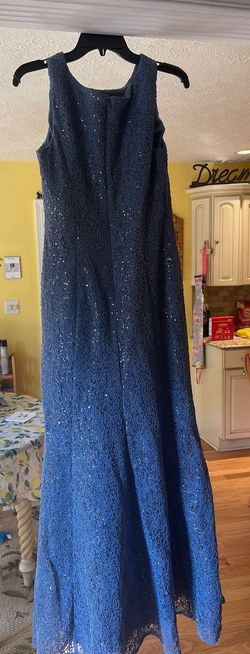 Alex Evenings Blue Size 10 Military Floor Length Black Tie Straight Dress on Queenly