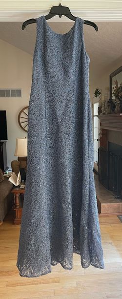 Alex Evenings Blue Size 10 Military Floor Length Black Tie Straight Dress on Queenly
