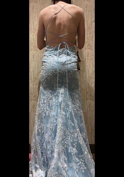 Sherri Hill Blue Size 6 Prom Spaghetti Strap Mermaid Dress on Queenly