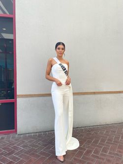 Nadine Merabi White Size 4 Office Bridal Shower Jumpsuit Dress on Queenly