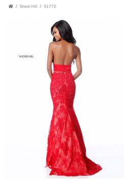 Sherri Hill Red Size 6 Halter Black Tie Mermaid Dress on Queenly