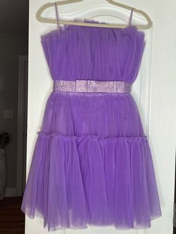 Marc Defang Purple Size 2 Black Tie Midi Cocktail Dress on Queenly