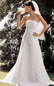 Style V9462 DAVIDS BRIDAL White Size 4 Jewelled Sequin Tall Height Cotillion Ball gown on Queenly