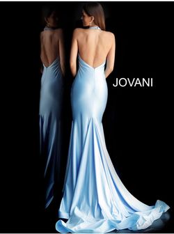 Jovani Blue Size 0 Jersey Medium Height Train Dress on Queenly