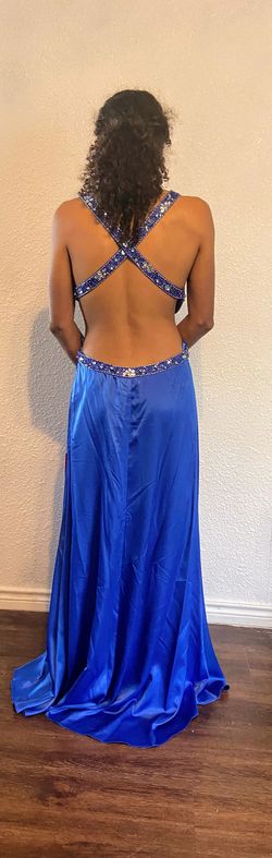 Dancing Queens Royal Blue Size 12 Pageant Sequin Prom Jewelled Ball gown on Queenly