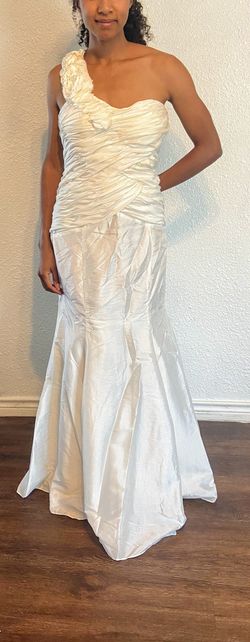 Dancing Queen White Size 14 One Shoulder Cotillion Ball Gown Mermaid Dress on Queenly