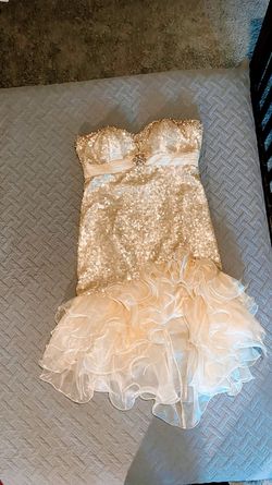 F-I-E-S-T-A Gold Size 14 Black Tie Plus Size Cocktail Dress on Queenly