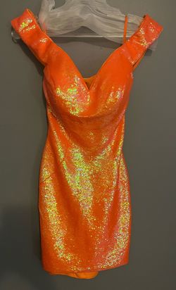 Ashley Lauren Orange Size 6 Midi Homecoming Cocktail Dress on Queenly