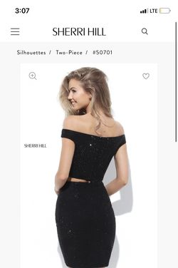 Sherri Hill Black Tie Size 6 Midi Two Piece Cocktail Dress on Queenly