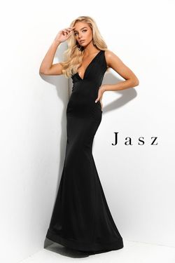 Style 7320 Jasz Couture Black Size 6 Floor Length Mermaid Dress on Queenly