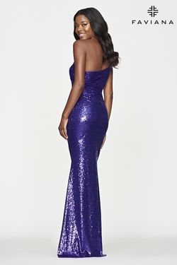 Style S10638 Faviana Purple Size 6 Violet Tall Height Black Tie Straight Dress on Queenly