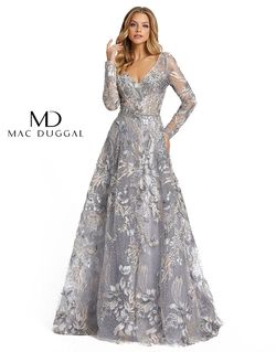 Style 20214D Mac Duggal Silver Size 18 Tall Height Black Tie Ball gown on Queenly