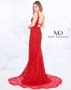 Style 66707M Mac Duggal Red Size 6 Tall Height Floral Black Tie Prom Mermaid Dress on Queenly