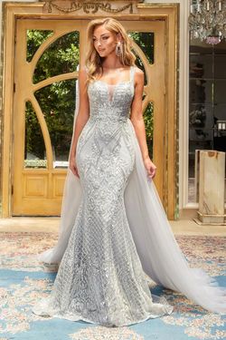 Style PS22919 Portia and Scarlett Silver Size 8 Tall Height Black Tie Mermaid Dress on Queenly