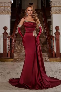 Style PS22122 Portia and Scarlett Red Size 8 Tall Height Black Tie Mermaid Dress on Queenly