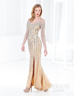 Style GL3910 Terani Couture Nude Size 6 Sequin Prom Pageant Bridgerton Straight Dress on Queenly