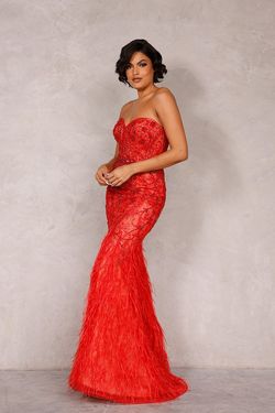 Style 2221GL0414 Terani Couture Red Size 6 Tall Height Floor Length Mermaid Dress on Queenly