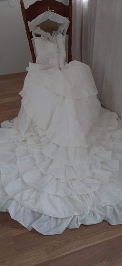 MoriLee White Size 12 Mori Lee Train Floor Length Ball gown on Queenly