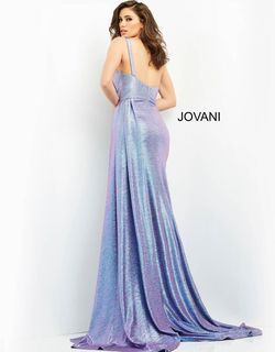 Style JVN04013 Jovani Purple Size 14 One Shoulder Plus Size Lavender Side slit Dress on Queenly