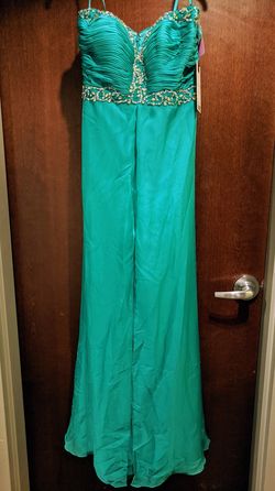 Style 64432L Mac Duggal Blue Size 16 Teal Floor Length Tulle A-line Dress on Queenly