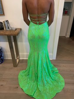 Jovani Green Size 0 Corset Sorority Formal Shiny Embroidery Straight Dress on Queenly