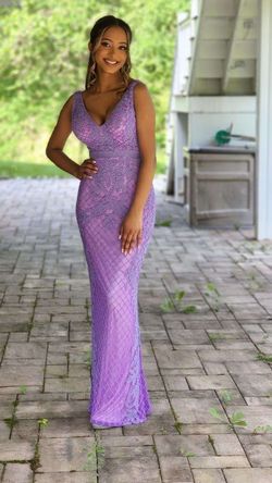 Primavera Purple Size 00 Medium Height Prom Military Straight Dress on Queenly
