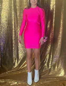 Sherri Hill Hot Pink Size 2 Floor Length Long Sleeve Cocktail Dress on Queenly