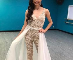 Jovani White Size 2 Floor Length Euphoria Bridal Shower Jumpsuit Dress on Queenly