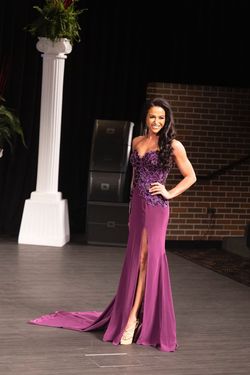 Jovani Couture Purple Size 4 Corset Train Dress on Queenly