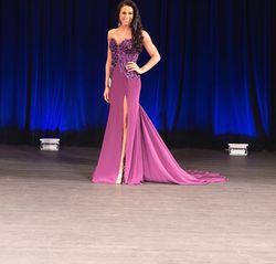 Jovani Couture Purple Size 4 Free Shipping Pageant Train Dress on Queenly