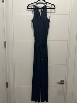 Michael Kors Blue Size 6 Floor Length Navy Jumpsuit Dress on Queenly
