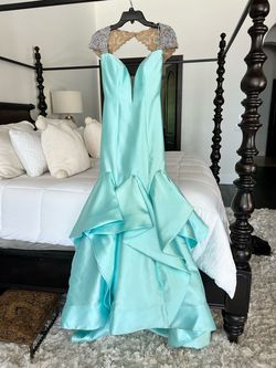 Jovani Couture Blue Size 4 Military Floor Length Mermaid Dress on Queenly