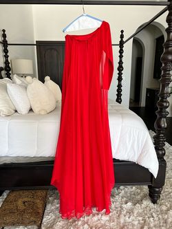 Jovani Red Size 4 Black Tie Floor Length Side slit Dress on Queenly