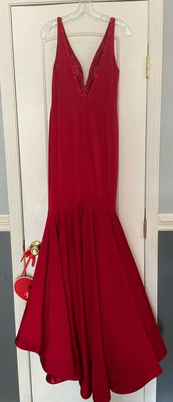 Jovani Red Size 2 Military Floor Length Mermaid Dress on Queenly