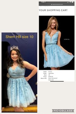 Sherri Hill Blue Size 10 Bridgerton Ball gown on Queenly