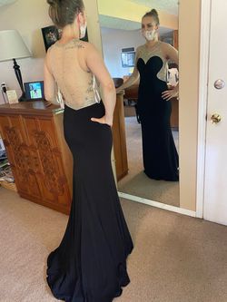 Jovani Black Size 0 Floor Length Jersey Straight Dress on Queenly