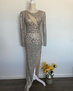 Silver Size 0 Side slit Dress on Queenly