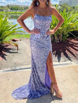 Sherri Hill Purple Size 6 Floor Length Side Slit Straight Dress on Queenly