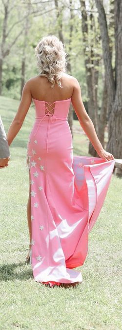 Sherri Hill Pink Size 0 Strapless Straight Black Tie Side slit Dress on Queenly