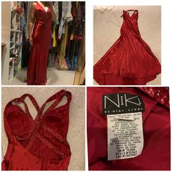 Niki Lucas Red Size 8 Black Tie Mermaid Dress on Queenly
