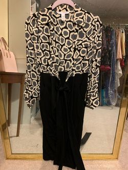 Diane von Furstenberg Black Tie Size 6 Silk A-line Dress on Queenly